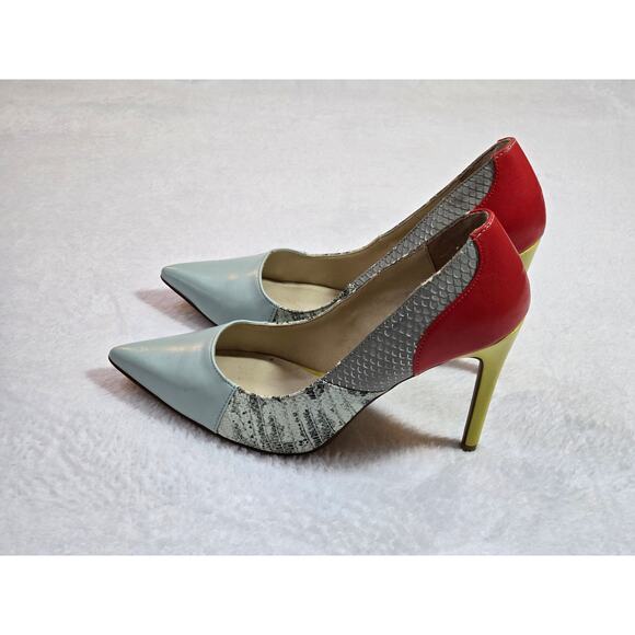 Rock & Republic Deliah Blue Multicolored Sz 8 Pumps Heels Slip On Pointed Toe - Picture 1 of 7